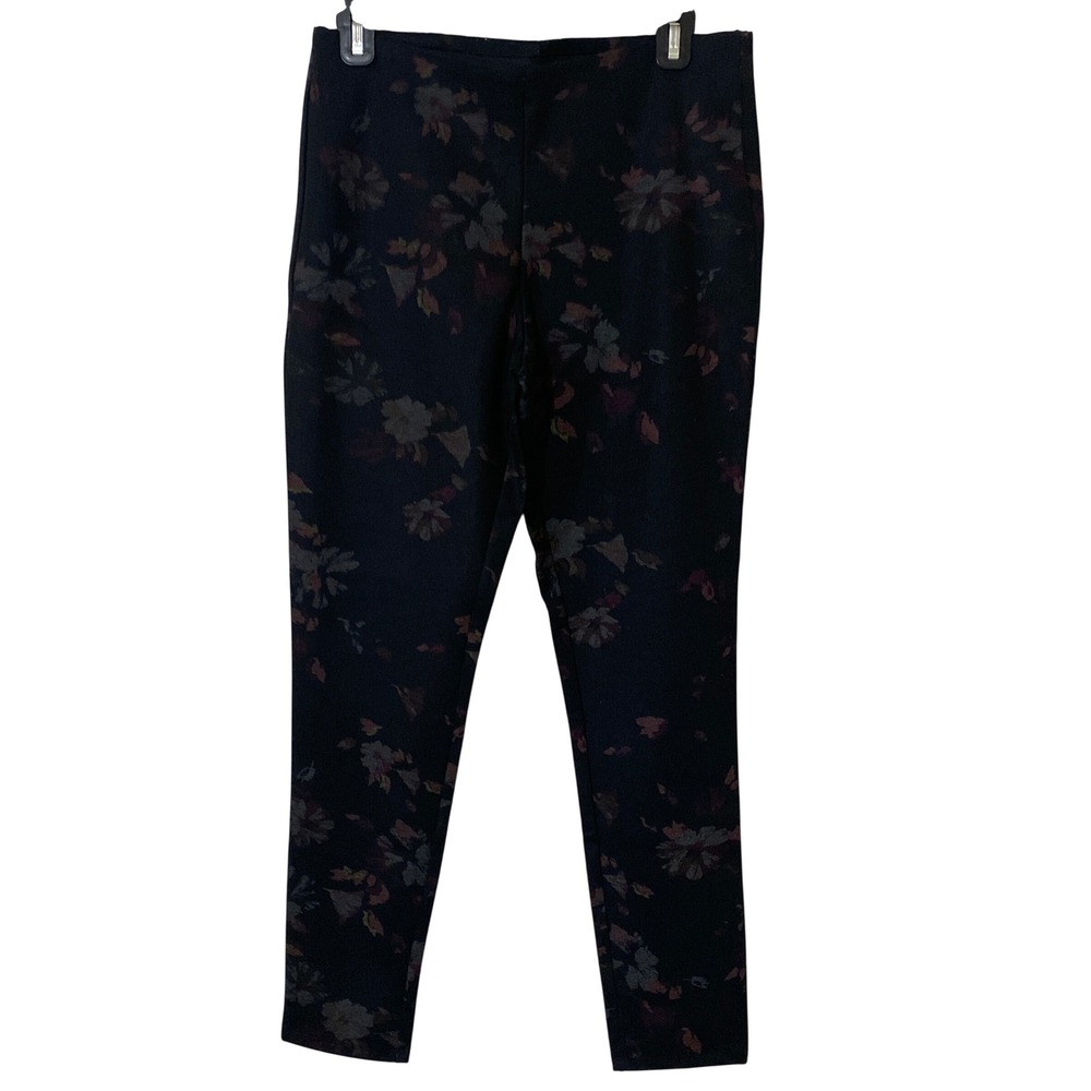 Counterparts Women's Floral Black Pull On Leggings Slim Fit Pants Size Medium